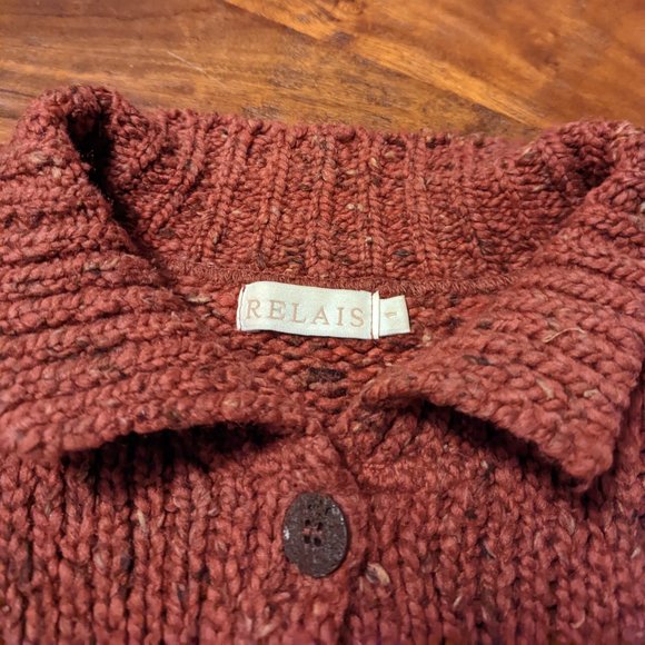 Vintage Relais Rose Chunky Cropped Cardigan Sweater - Small - Picture 6 of 7